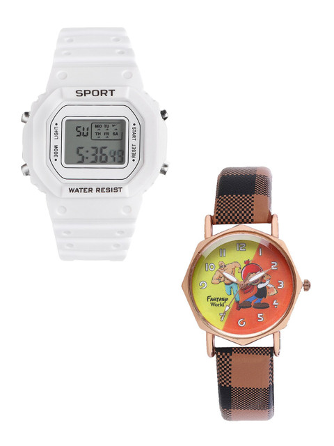 

Fantasy World Unisex Kids Grey Dial & White Bracelet Style Straps Analogue Watch FW-198A-WH-021-CH-CP2