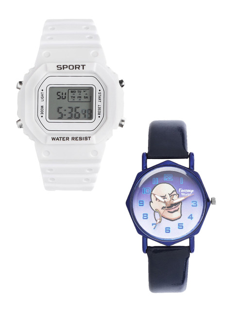 

Fantasy World Unisex Kids Grey Printed Dial & White Straps Analogue Watch FW-198A-WH-020-CH-BL2
