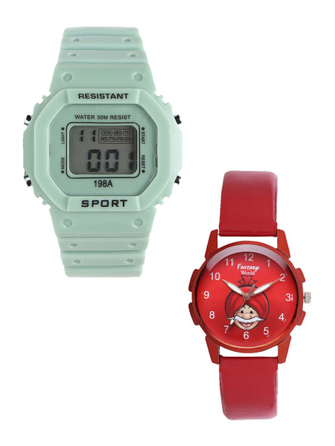 

Fantasy World Unisex Kids Grey Dial & Green Straps Digital Watch FW-198A-GR-019-CH-RD1