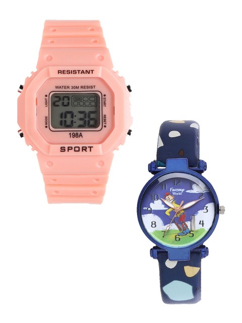 

Fantasy World Unisex Kids Grey Printed Dial & Orange Straps Analogue and Digital Watch