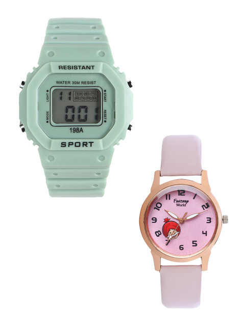 

Fantasy World Unisex Kids Grey Printed Dial & Green Straps Analogue Watch FW-198A-GR-021-CH-CP7