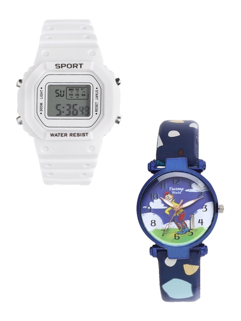 

Fantasy World Unisex Kids Grey Printed Dial & White Straps Digital Watch FW-198A-WH-020-CH-BL1
