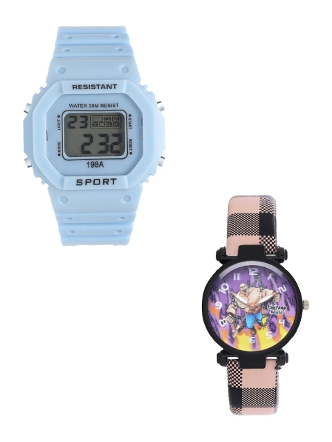 

Fantasy World Unisex Kids Grey Printed Dial & Blue Textured Straps Digital Watch FW-198A-BL-022-CH-BK3
