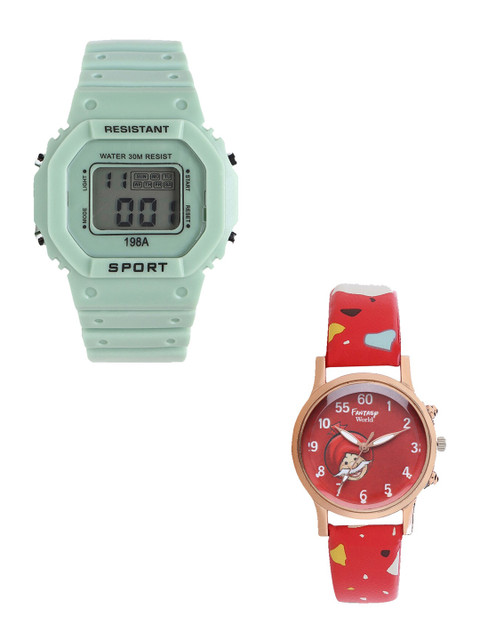 

Fantasy World Unisex Kids Grey Dial & Green Straps Analogue Watch FW-198A-GR-021-CH-CP5