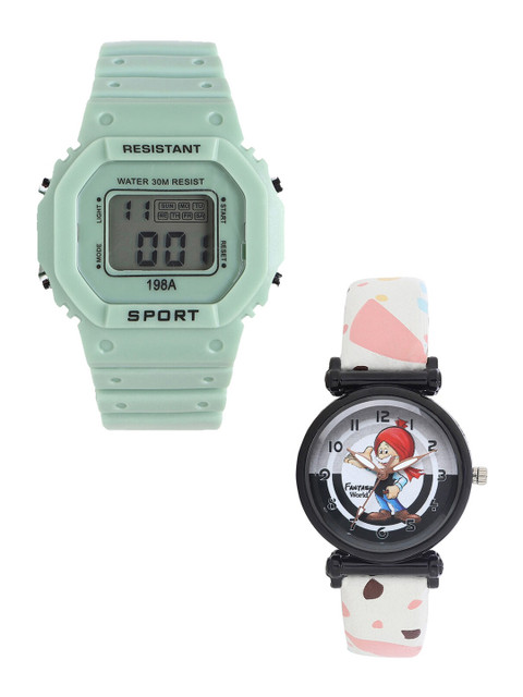 

Fantasy World Unisex Kids Grey Dial & Green Straps Digital Watch FW-198A-GR-022-CH-BK2