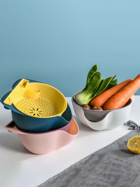 

MARKET99 Peach Coloured & Yellow Colander Kitchen Tools
