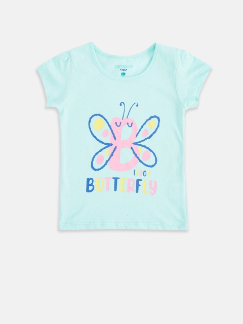 

Pantaloons Baby Girls Blue Typography Printed T-shirt