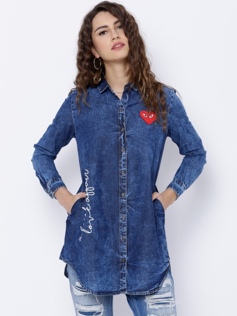 

Tokyo Talkies Women Navy Blue Regular Fit Casual Shirt