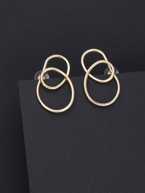 

Silver Shine Gold-Toned Contemporary Drop Earrings
