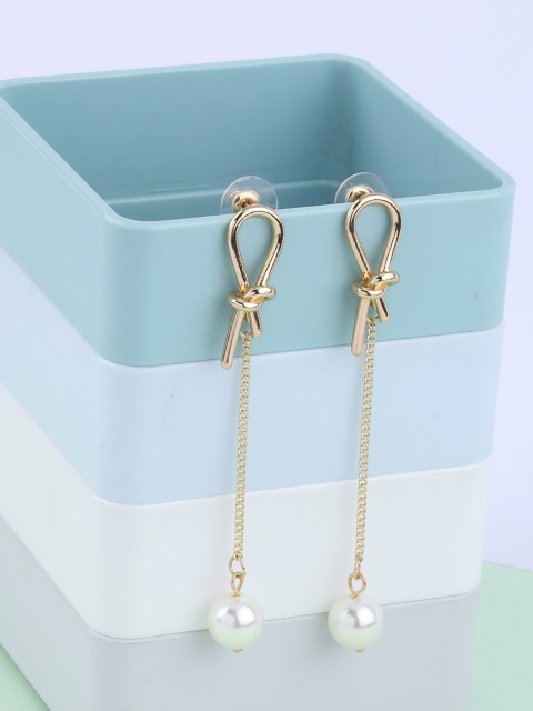 

Silver Shine Gold-Toned Contemporary Drop Earrings