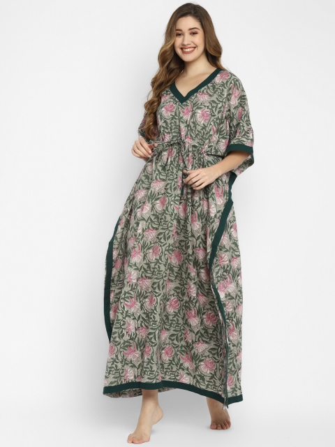 

uNidraa Grey Printed Maxi Nightdress