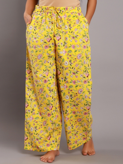 

GAURANCHE Women Yellow Floral Print Pyjamas