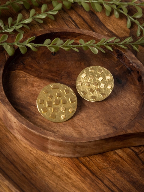 

INDYA Gold-Toned Circular Textured Stud Earrings