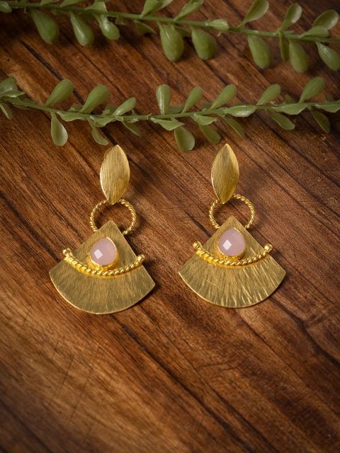 

INDYA Gold-Plated Pink Stone Studded Handcrafted Earrings