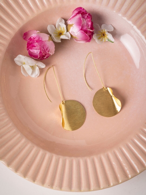 

INDYA Gold-Plated Disc Textured Dangler Earrings
