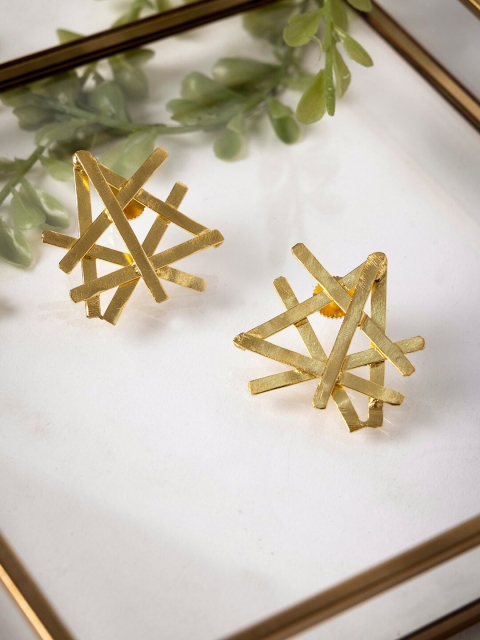 

INDYA Gold-Plated Criss Cross Stud Earrings