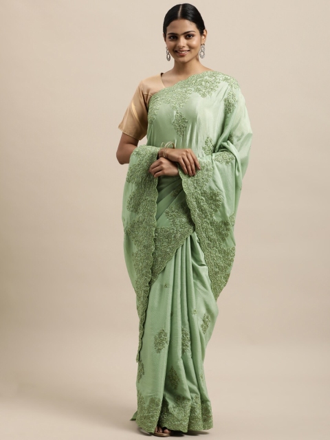 

kasee Green Floral Embroidered Pure Chiffon Saree