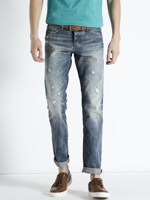 

s.Oliver Men Blue Tubx Fit Mid-Rise Low Distress Jeans