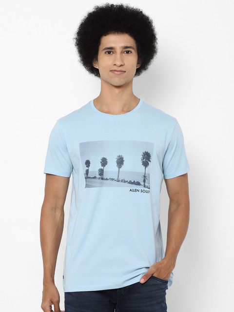 

Allen Solly Men Blue & christmas silver Typography Printed Applique T-shirt