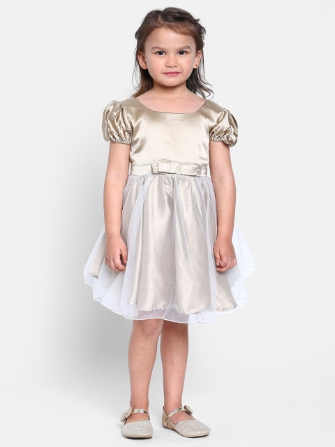 

MANET Beige & christmas silver Ethnic Dress