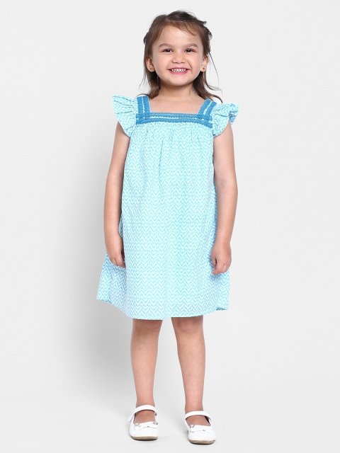 

MANET Blue Ethnic A-Line Dress