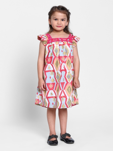 

MANET Multicoloured Ethnic A-Line Dress, Multi