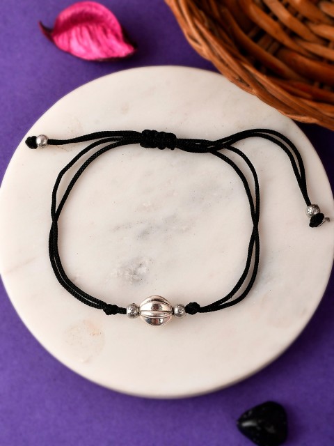 

Silvermerc Designs Silver-Plated Black Triple Ball Beaded Anklet