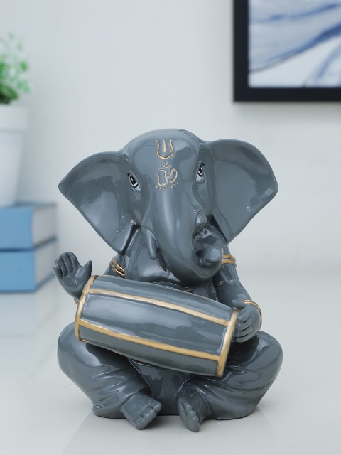 

HomeTown Grey Solid Polyresin Musical Ganesha Showpiece