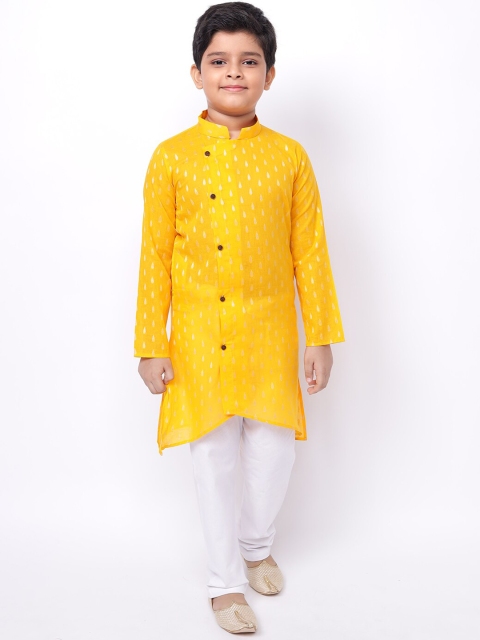 

NAMASKAR Boys Yellow Pure Cotton Kurti with Salwar