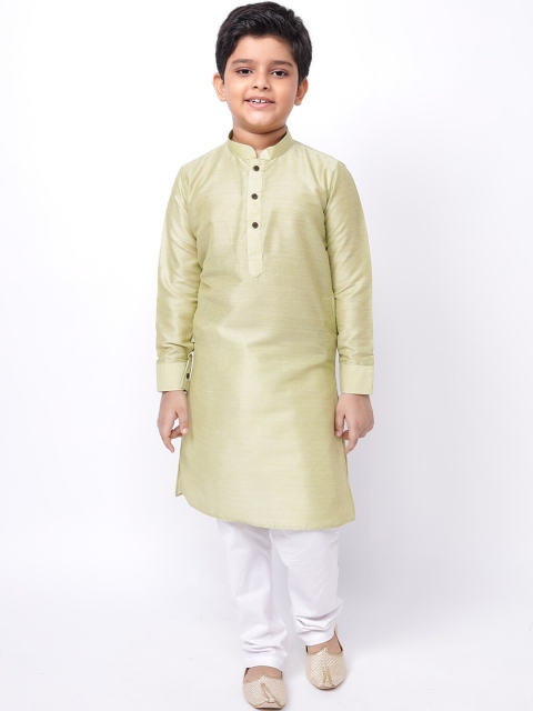 

NAMASKAR Boys Green Embroidered Empire Kurti with Salwar & With Dupatta