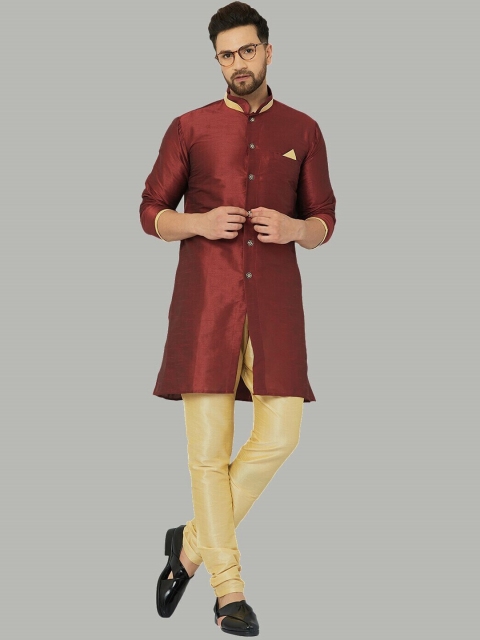 

Kaifoo Men Maroon Solid Kurti with Pyjamas
