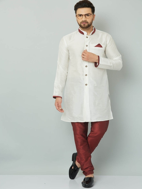 

Kaifoo Men White Kurti with Pyjamas