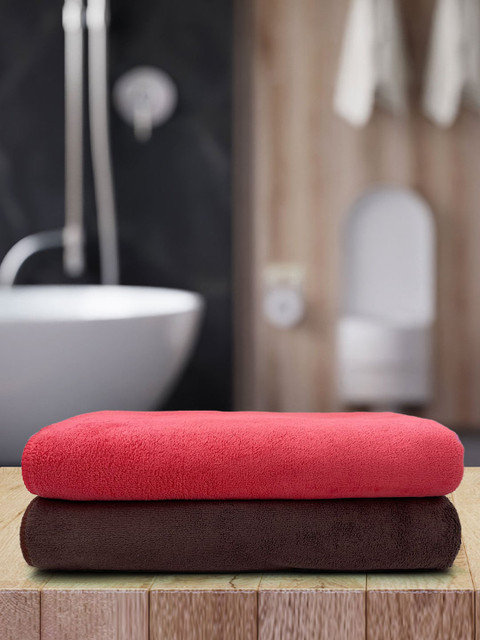 

YK Kids Set Of 2 Solid 450 GSM Bath Towels, Brown