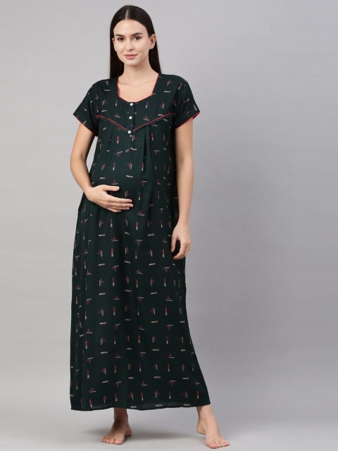 

GOLDSTROMS Green Printed Maxi Nightdress