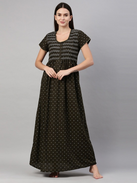 

GOLDSTROMS Green Printed Maxi Nightdress