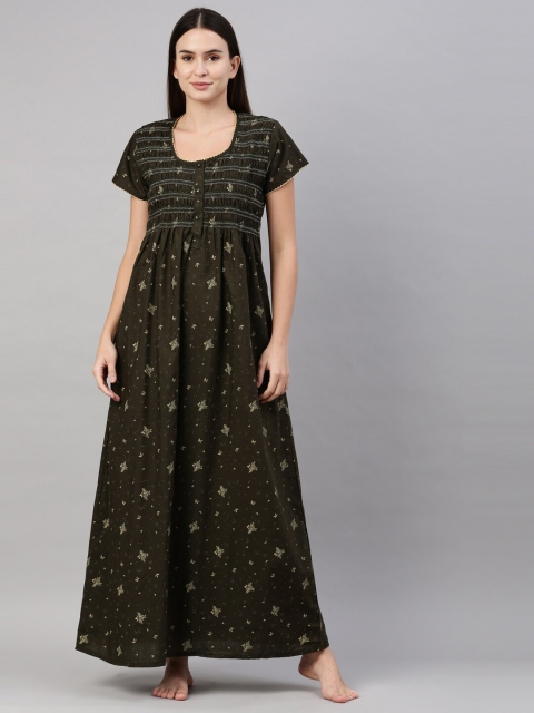 

GOLDSTROMS Green Printed Maxi Nightdress
