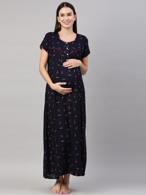 

GOLDSTROMS Navy Blue Printed Maxi Nightdress