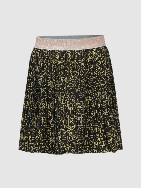 

KIDS ONLY Girls Black Doodle Printed Accordion Pleated A- Line Skirts