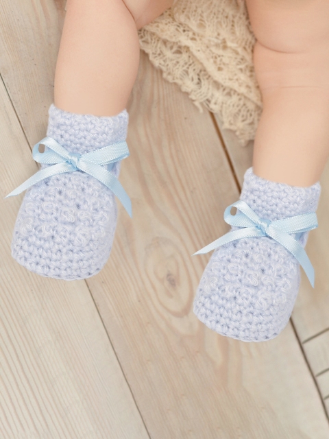 

Baby Moo Infants Kids Blue Self-Design Socks Booties