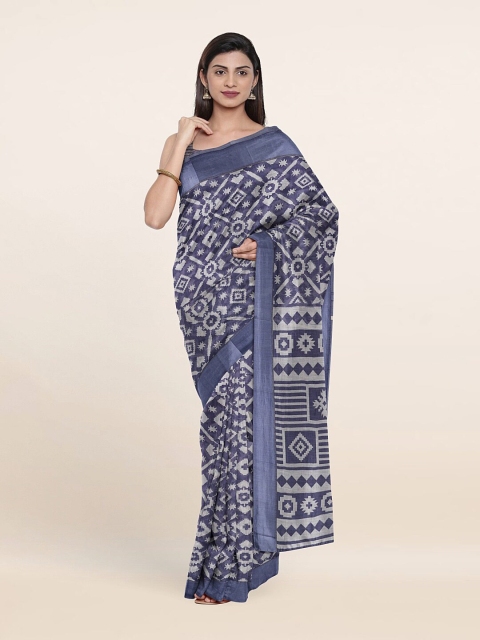 

Pothys Blue Pure Linen Saree