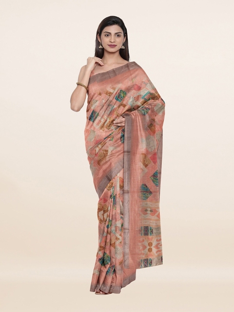 

Pothys Pink & Blue Pure Linen Saree