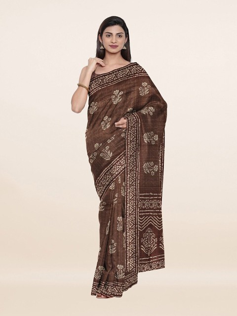 

Pothys Brown & Beige Floral Art Silk Saree