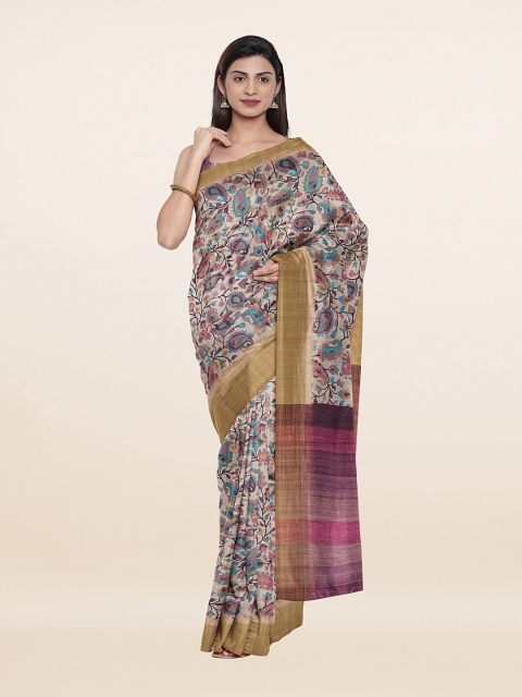 

Pothys Grey & Blue Floral Zari Art Silk Saree