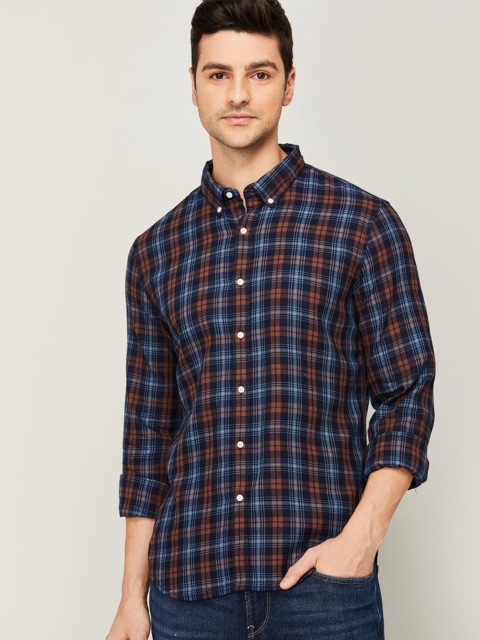 

Fame Forever by Lifestyle Men Brown Tartan Checks Checked Casual Shirt