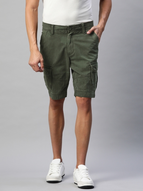 

Marks & Spencer Men Olive Green Pure Cotton Regular Fit Cargo Shorts