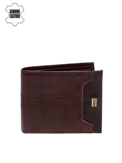 

Flying Machine Men Burgundy Self-Design Genuine Leather Wallet