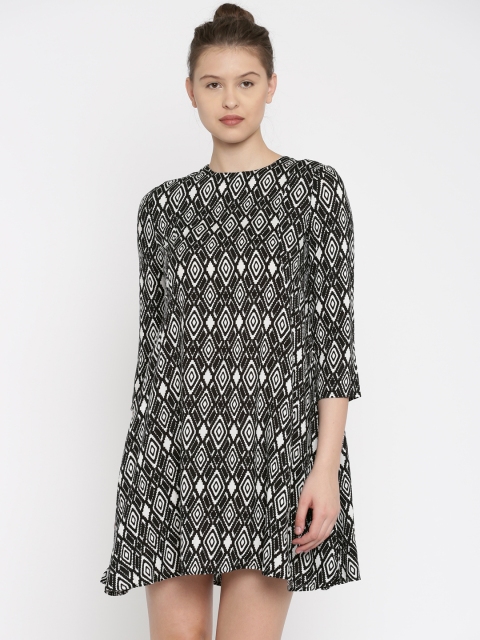 

ALCOTT Women Black & White Printed A-Line Dress