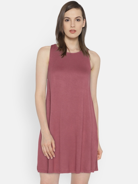 

ALCOTT Women Burgundy Red Solid A-Line Dress