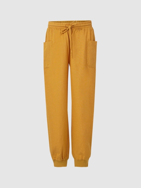 

KIDS ONLY Girls Mustard Yellow Solid Regular Cotton Lounge Joggers