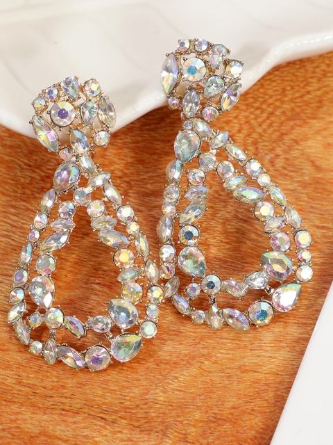 

AQUASTREET White Teardrop Rhinestones Chandelier Earrings
